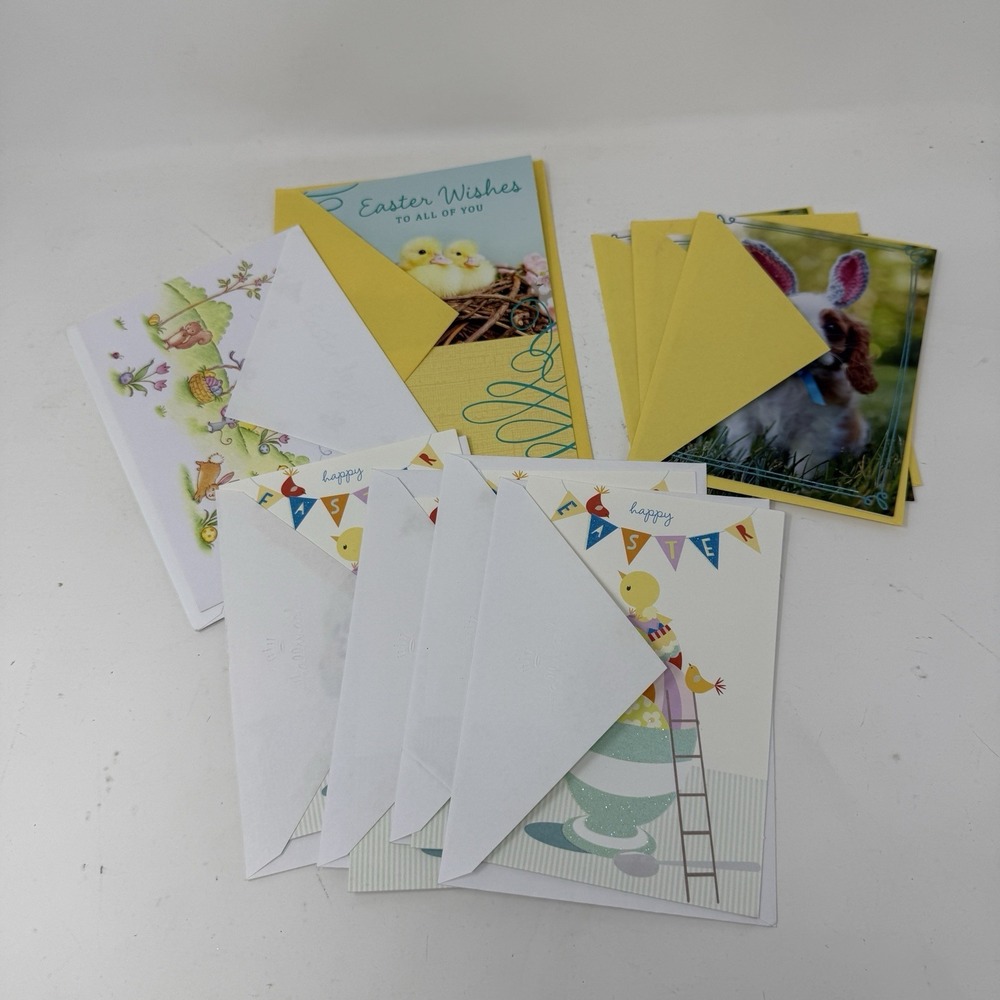 Lot Of 9 Hallmark Easter Greeting Cards w/ Envelopes  - Dogs, Chicks, Bunny